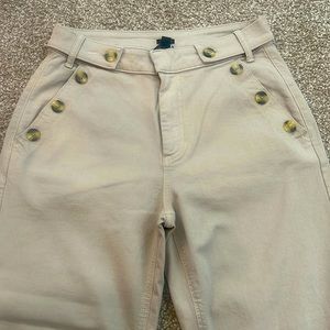 Simply Vera wide leg khaki high waisted cropped pants sailor style button front